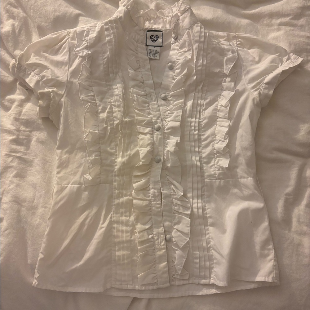 Vintage Roxy White Ruffled Blouse